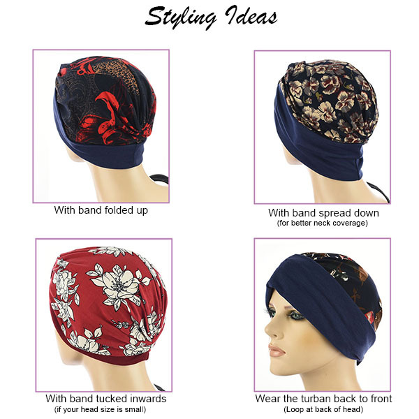 Headband Turban Floral Print Soft for Chemo Headcover for Large Head ...