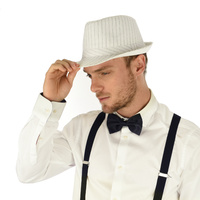 Fedora Hat Striped White | 57-58cm