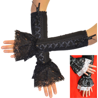 Lace Corset Ribbon Satin Cuff Gloves