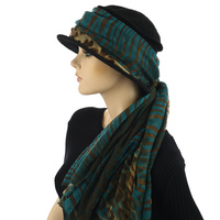 Wool Cloche Hat with Leopard Scarf - Claire