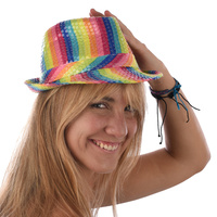 Rainbow Sequin Fedora Hat