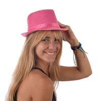 Sequin Sparkly Fedora Trilby Hat | Fluro Pink