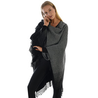 Grey and Black Cape Poncho Wrap