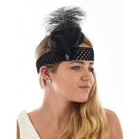 20s Great Gatsby Party Feather Headband | Black