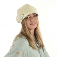 Linen Cabbie Cap with Soft Visor | Cream