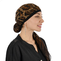 Leopard Headscarf & Black Bamboo Headband Combo - Sahara