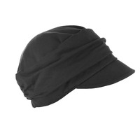 Cotton Ruched Cadet Hat | Black | XS/S
