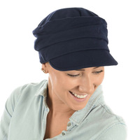 Cotton Ruched Cadet Hat | Blue - Navy Blue / Dark Blue | S/M/L