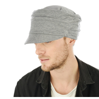 Cotton Ruched Cadet Hat | Grey - Light Grey | S/M/L