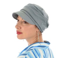 Cotton Ruched Cadet Hat | Grey - Slate Grey | Adjustable S/M