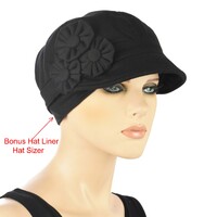 Jasmine Newsboy Cap | Black | S/M
