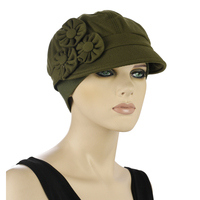 Jasmine Newsboy Cap | Green - Olive Green | S/M