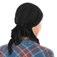 Stretch Chemo Slip-on Durag Head Wrap  | Black