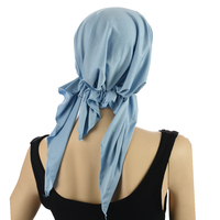 Stretch Chemo Slip-on Durag Head Wrap  | Blue - Light Blue / Baby Blue