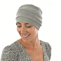 Cotton Beanie Gathered on Side | Grey - Light Grey