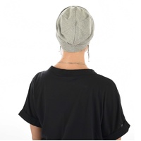 Stitch Striped Cotton Chemo Slip on Beanie | Grey - Light Grey