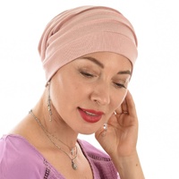 Stitch Striped Cotton Chemo Slip on Beanie | Pink - Dusty Pink