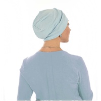 Stitch Striped Cotton Chemo Slip on Beanie | Blue - Light Blue / Baby Blue