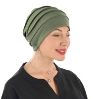 Stitch Striped Cotton Chemo Slip on Beanie | Olive Green