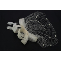 Sinamay Ribbon Bow Veil Fascinator Headband   