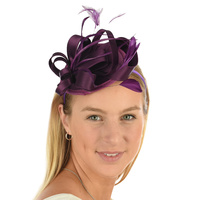Satin Ribbon Fascinator  | Purple - Dark Purple Violet