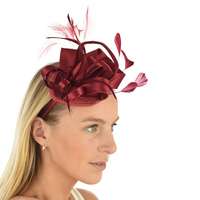 Satin Ribbon Fascinator  | Red - Wine Burgundy