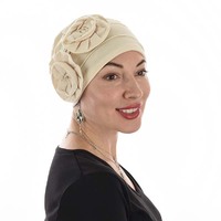 Dual Flower Pleated Cotton Beanie