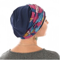 Jersey Cotton Beanie NAVY with Seamless Headband | Option 1 | M/L