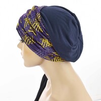Jersey Cotton Beanie  NAVY with Seamless Headband | Option 12 | M/L