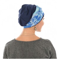 Jersey Cotton Beanie NAVY with Seamless Headband | Option 13 | S/M