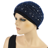  Diamante Crochet Headband | Blue - Navy Blue / Dark Blue