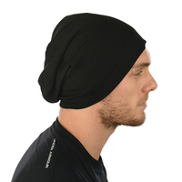 Jersey Cotton Slip-on Slouch Beanie  | Black | M/L