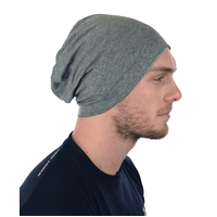 Jersey Cotton Slip-on Slouch Beanie  | Grey - Medium Grey | M/L