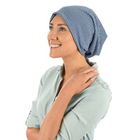 Jersey Cotton Slouch Beanie Striped | Navy Blue n White Striped
