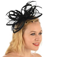 Quadruple Leaf Satin Feather Fascinator