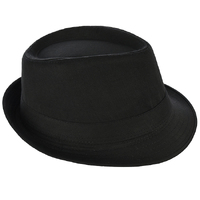 Classic Fedora Hat Solid Black XXS-XL