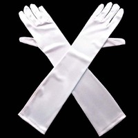 White Debutante Satin Gloves for Wedding and Formal | Slim Fit | Above Elbow