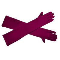 Evening Satin Gloves Around Elbow | Magenta Haze / Plum Burgundy