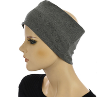 Wide Cotton Lining Headband | Grey - Dark Grey
