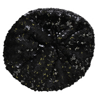 Glitter Stretch sequin Beret  | Metallic Black