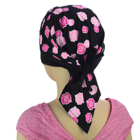 Pink Floral Girls Petite Size Durag Chemo Wrap