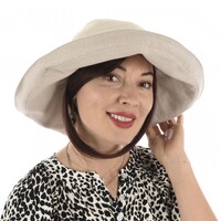 Foldable Linen Wide Brim Sun Hat | Beige