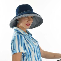 Foldable Linen Wide Brim Sun Hat | Navy Blue