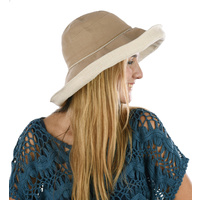 Foldable Linen Wide Brim Sun Hat | Khaki