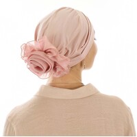 Stretch Chemo Hat with Flower - Olivia | Pink - Dusty Pink