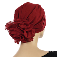 Stretch Chemo Hat with Flower - Olivia | Red - Burnt Red / Deep Red