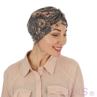 Soft Floral Print Turban | Option 1 | S/M/L | Antique Pink and Grey