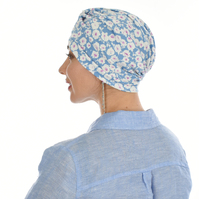 Soft Floral Print Turban | Option 2 | S/M/L | White and Light Blue