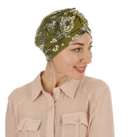 Soft Floral Print Turban | Option 5 | S/M/L | Olive Green
