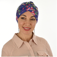 Soft Floral Print Turban | Option 7 | S/M/L | Violet Purple Floral Print